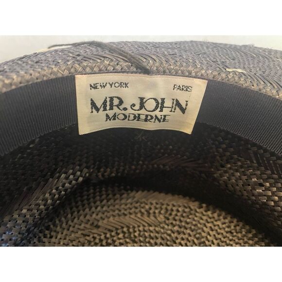 Mr. John Moderne Elegant Navy and White Sequined Trim Bow Women's Hat NWT - Picture 4 of 9